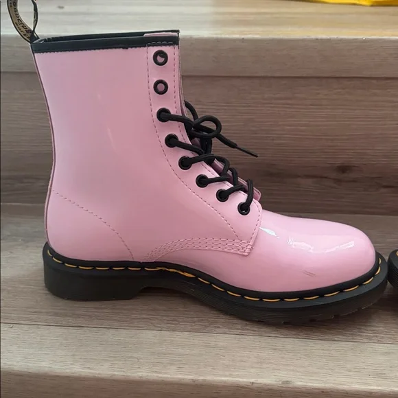 Dr. Martens Pink Patent Leather Combat Boots, New/Never Worn / without box. - Picture 3 of 8